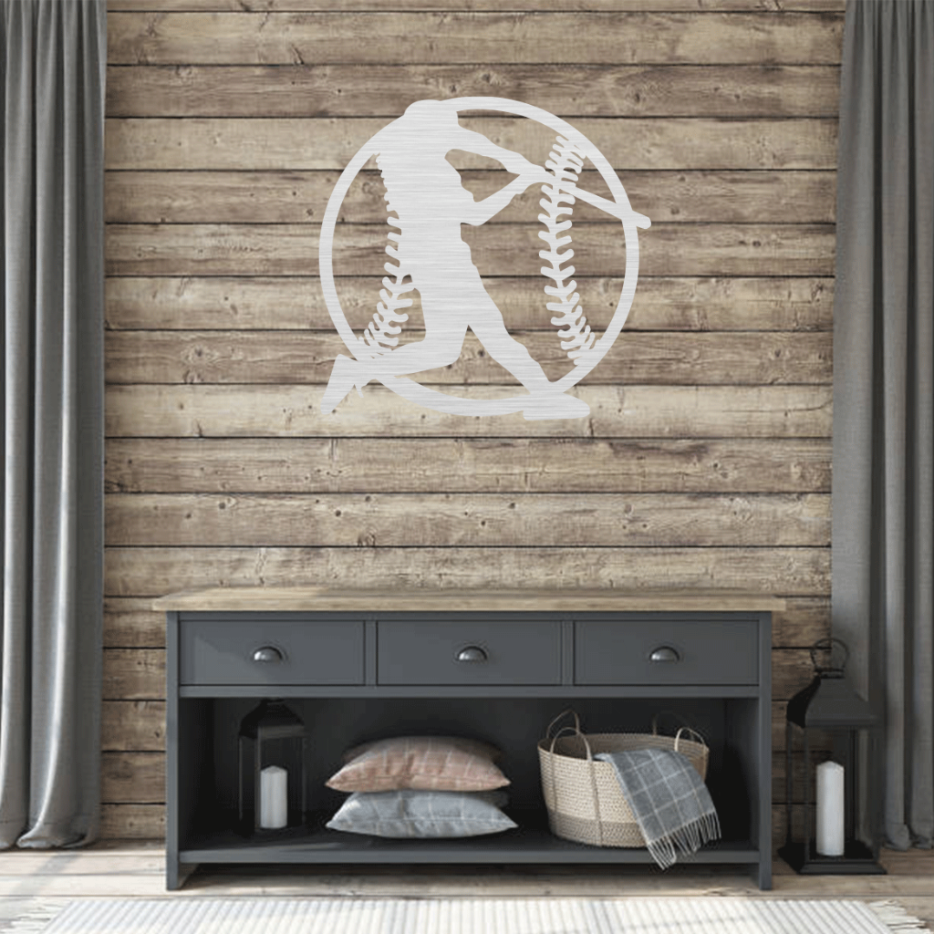 Baseball Metal Wall Art – Sports Fan Game Room Home &amp; Office Decor