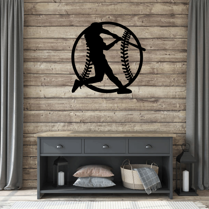Baseball Metal Wall Art – Sports Fan Game Room Home &amp; Office Decor