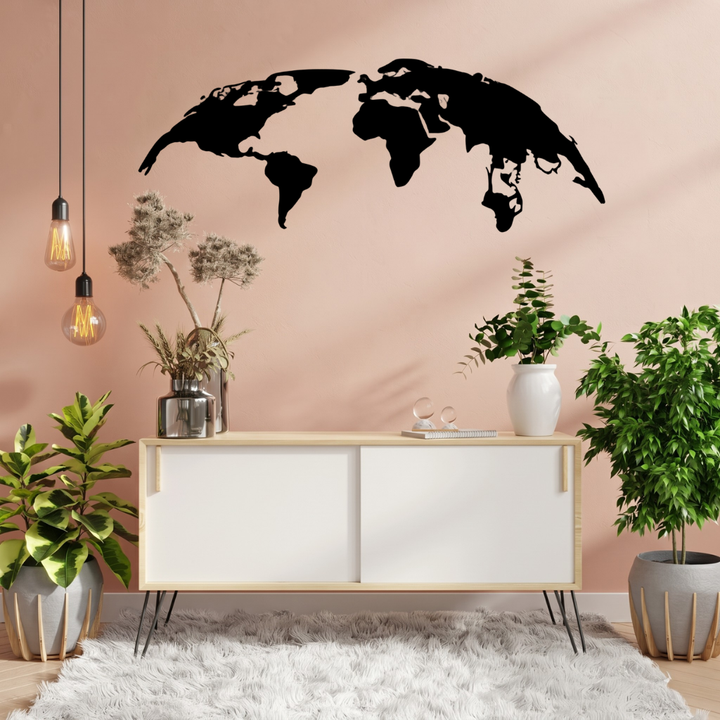 World Map Metal Wall Art – Travel Decor for Home Office &amp; Living Room