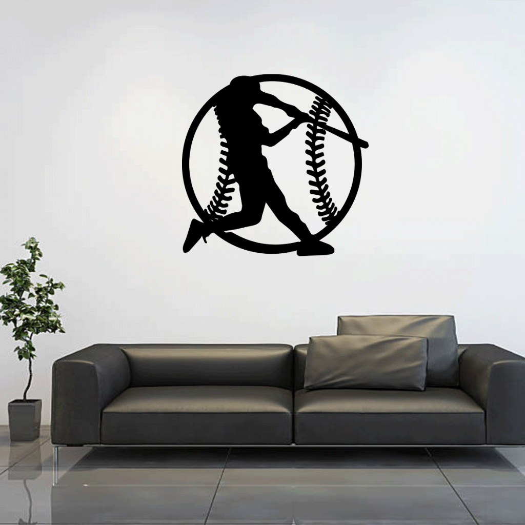 Baseball Metal Wall Art – Sports Fan Game Room Home &amp; Office Decor