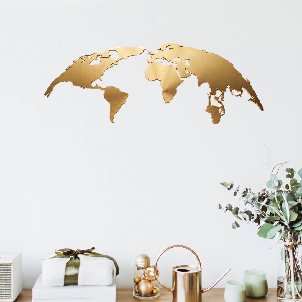 World Map Metal Wall Art – Travel Decor for Home Office &amp; Living Room
