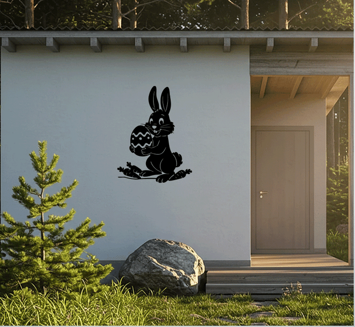 Happy Easter Bunny Metal Wall Art, view 9 by MetalPlex