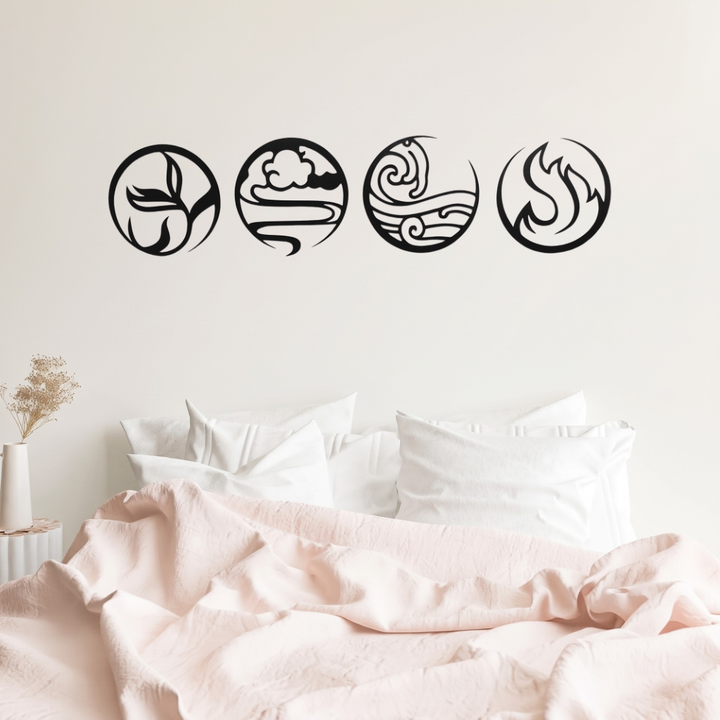 Four Elements Alternative Metal Wall Art – Earth Wind Fire Water Wall Decor