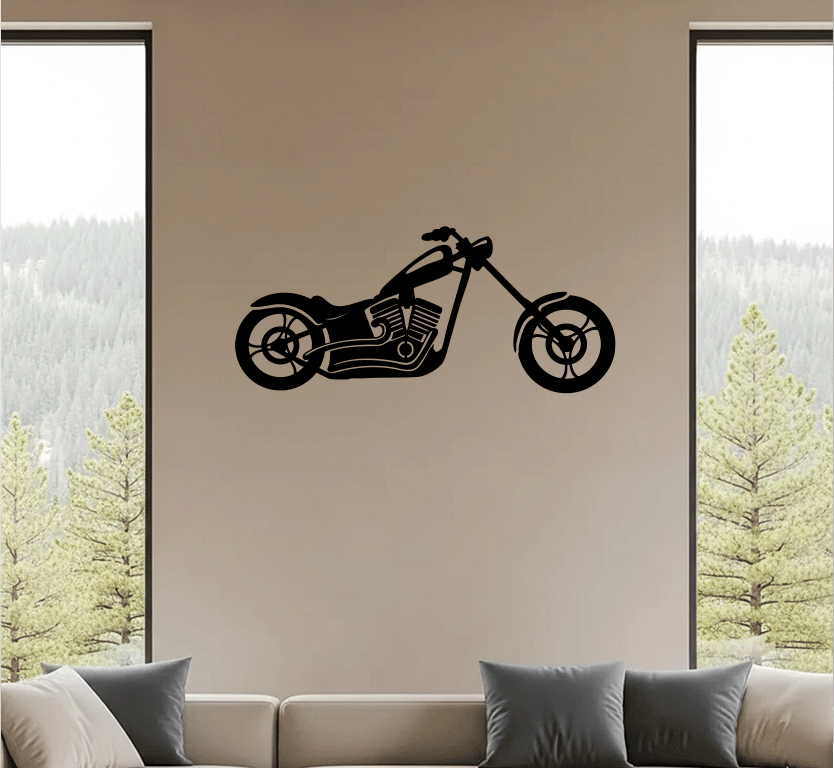 Chopper Motorcycle Metal Wall Art