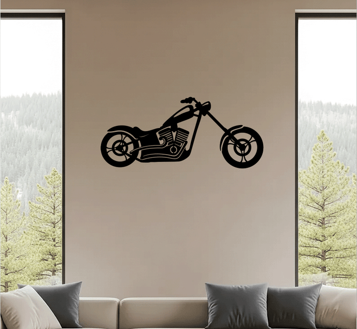 Chopper Motorcycle Metal Wall Art