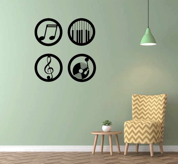 Music Emblems Set of Four Metal Wall Art, view 9 by MetalPlex