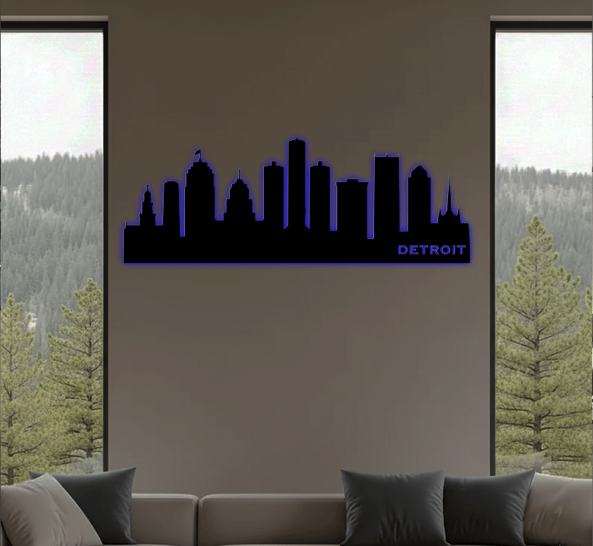 Detroit Skyline Metal Wall Art, view 8 by MetalPlex