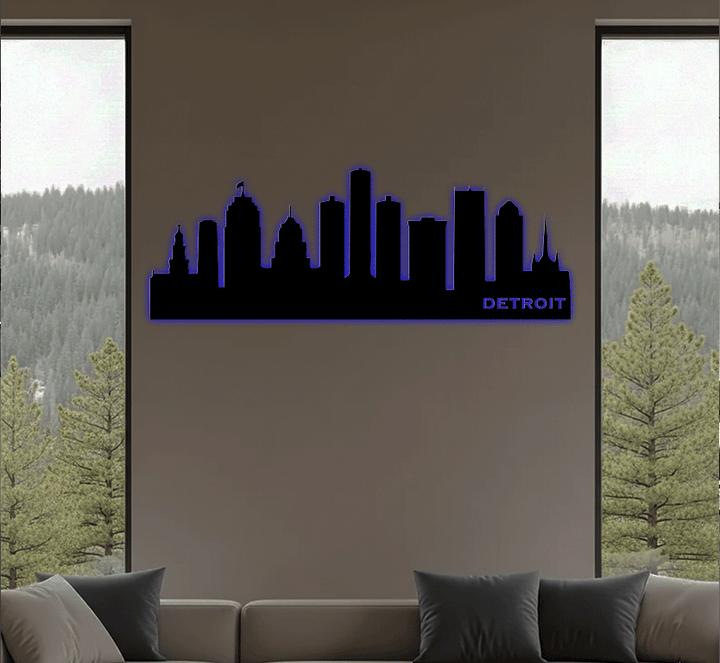 Detroit Skyline Metal Wall Art, view 8 by MetalPlex