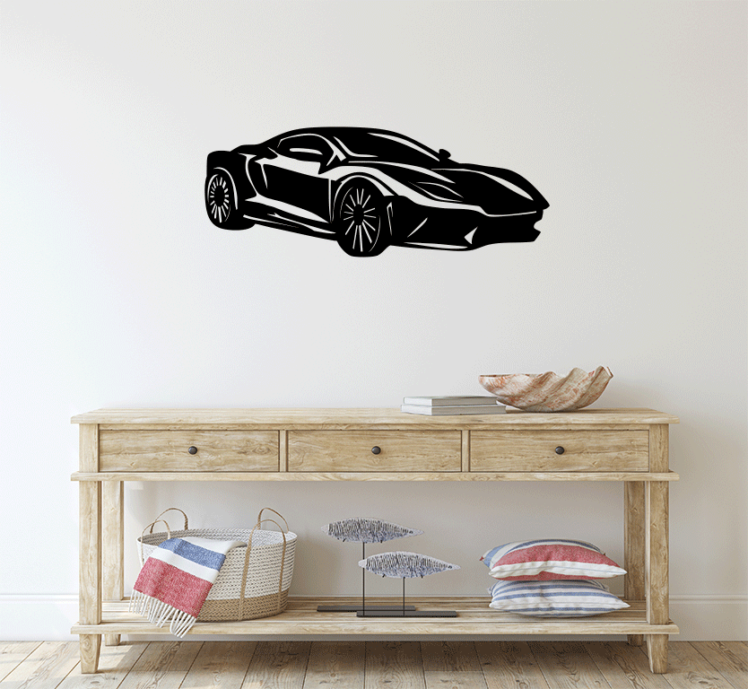 Super Car Silhouette Metal wall Art