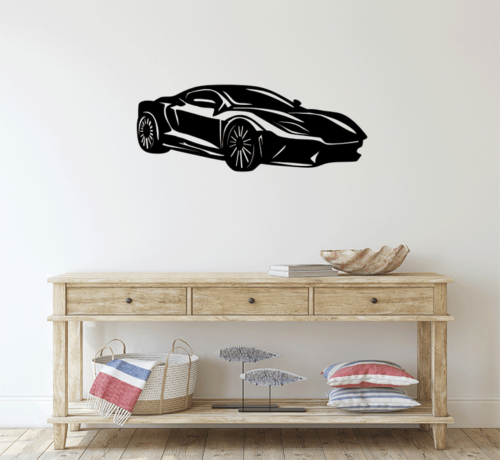 Super Car Silhouette Metal wall Art