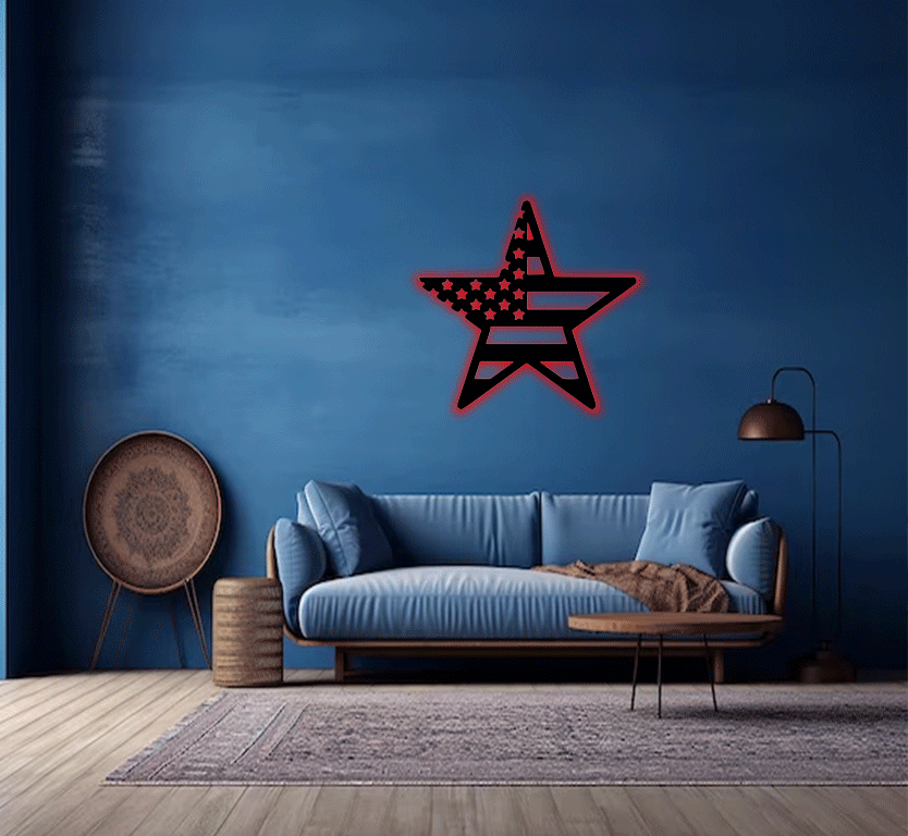 American Flag Star Metal Wall Art, view 7 by MetalPlex