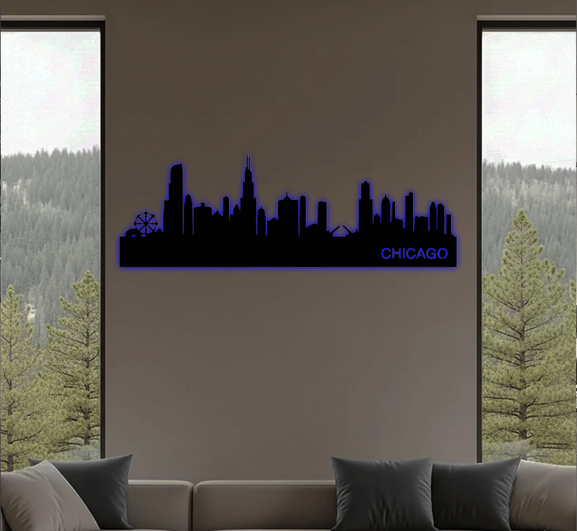 Chicago Skyline Metal Wall Art, view 7 by MetalPlex
