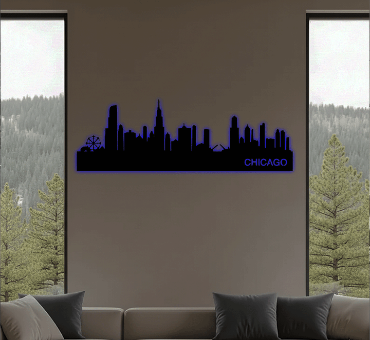 Chicago Skyline Metal Wall Art, view 7 by MetalPlex