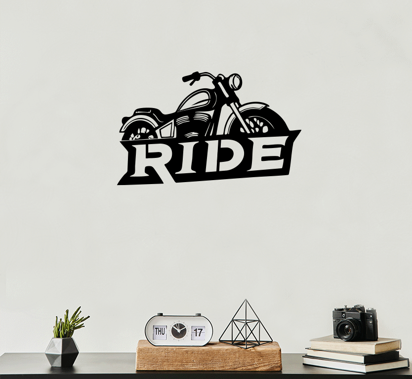 Ride Motorcycle Metal Wall Art