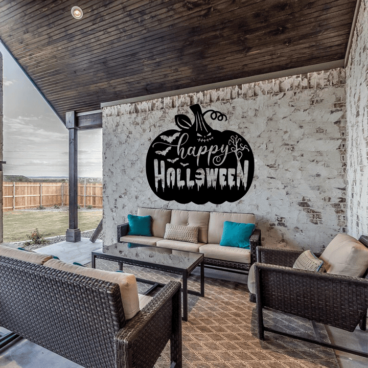 Happy Halloween Pumpkin Metal Wall Art, view 9 by MetalPlex