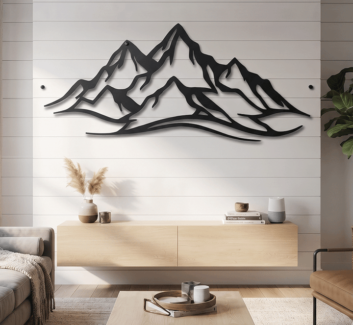 Mountain Range Metal Wall Art – Panoramic Nature Wall Decor