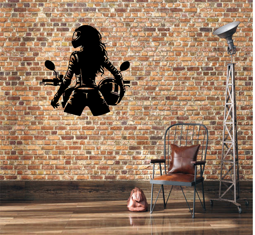 Biker Girl Metal Wall Art