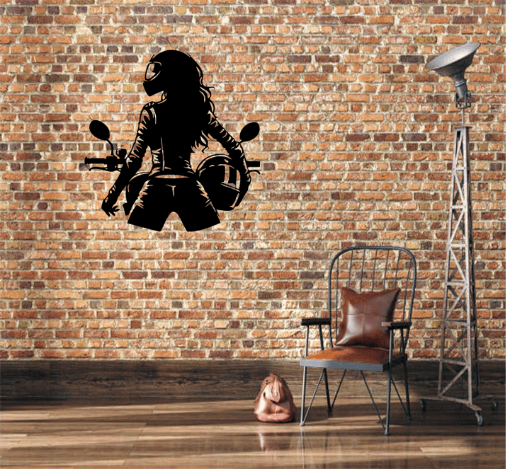 Biker Girl Metal Wall Art