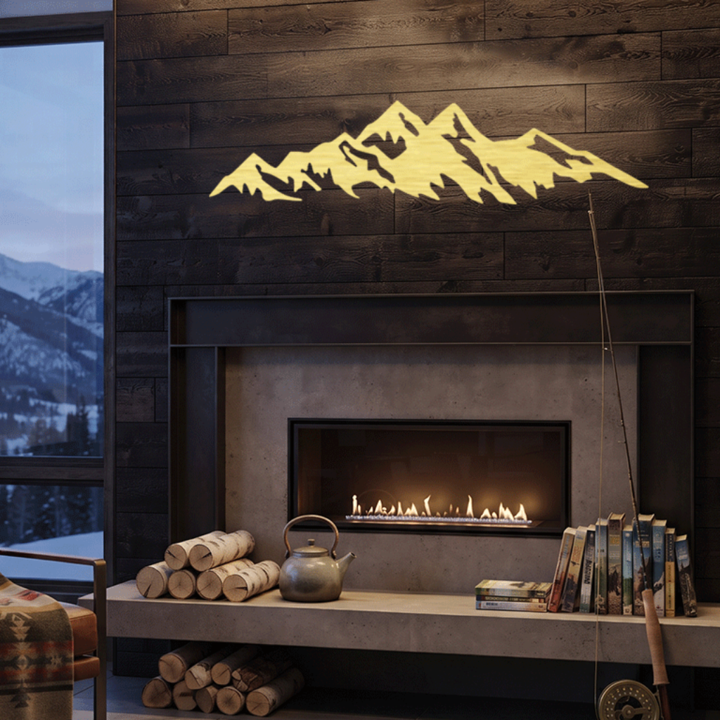 Mountains Metal Wall Art – Large Rustic Landscape Home Decor