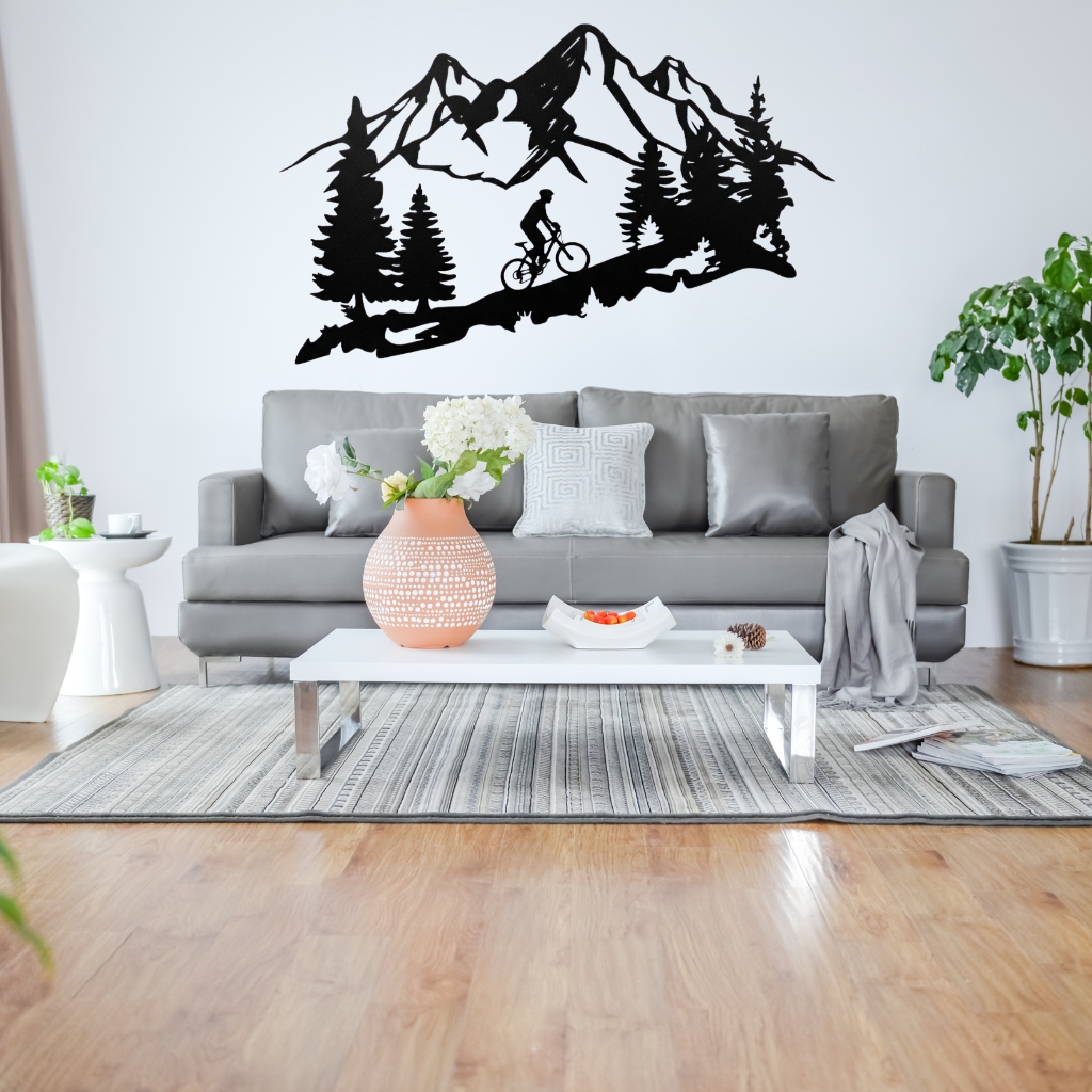 Standing Mountain Biker Metal Wall Art – MTB Cycling Outdoor Sports Decor