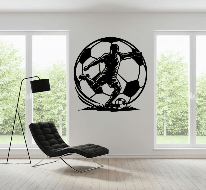 Soccer Player Action Metal Wall Art, view 4 by MetalPlex