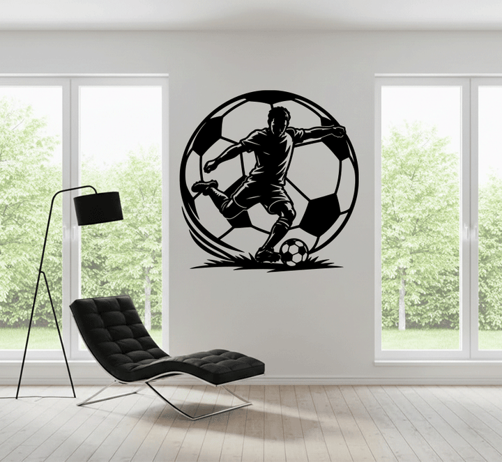 Soccer Player Action Metal Wall Art, view 4 by MetalPlex