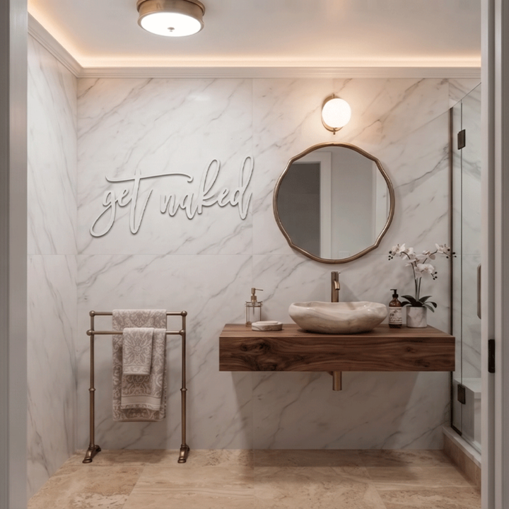 Get Naked Metal Wall Art – Funny Bathroom Wall Decor