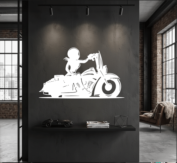 Female Biker Metal Wall Art