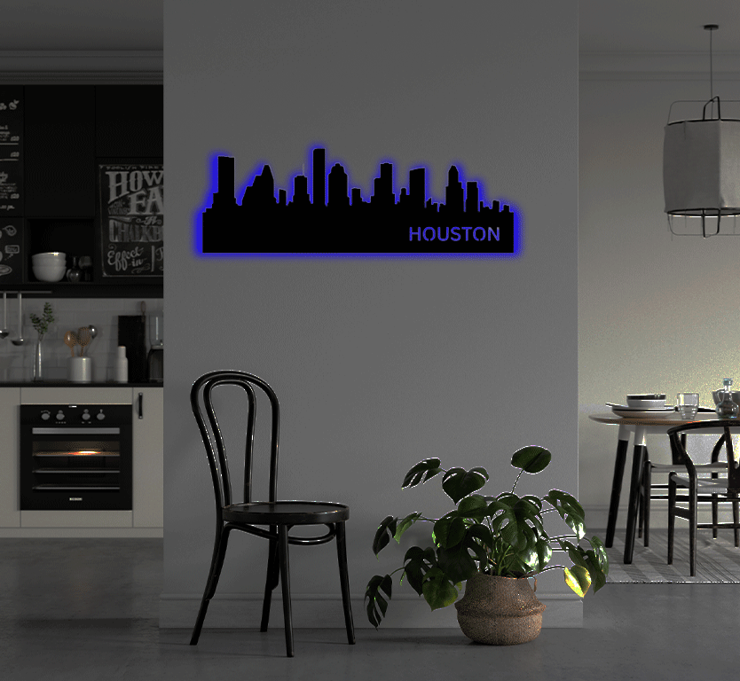 Houston Skyline Metal Wall Art, view 10 by MetalPlex