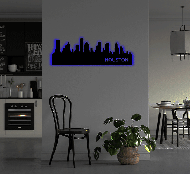 Houston Skyline Metal Wall Art, view 10 by MetalPlex