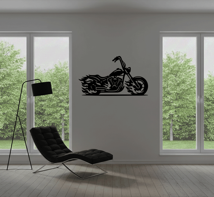 Flaming Bike Metal Wall Art, view 2 by MetalPlex