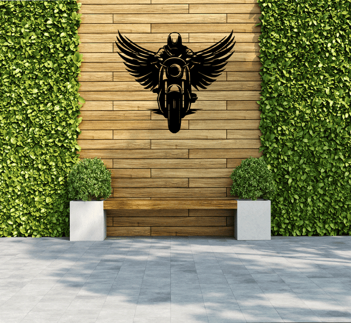 Winged Biker Metal Wall Art, view 12 by MetalPlex