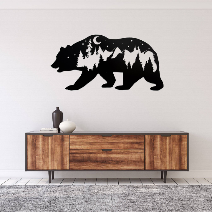 Bear Metal Wall Art – Rustic Wildlife Cabin Home Decor