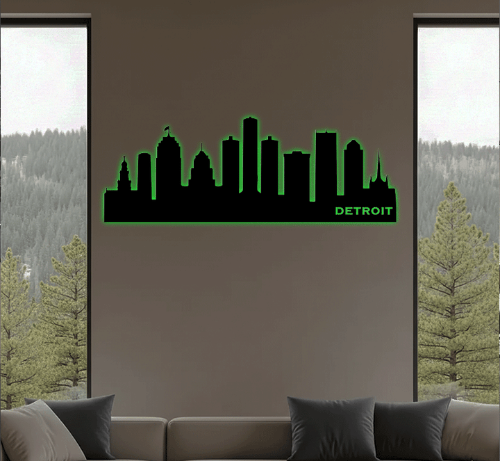 Detroit Skyline Metal Wall Art, view 9 by MetalPlex