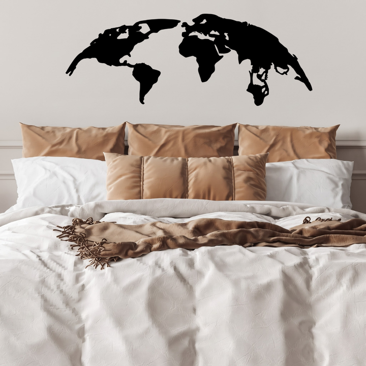 World Map Metal Wall Art – Travel Decor for Home Office &amp; Living Room