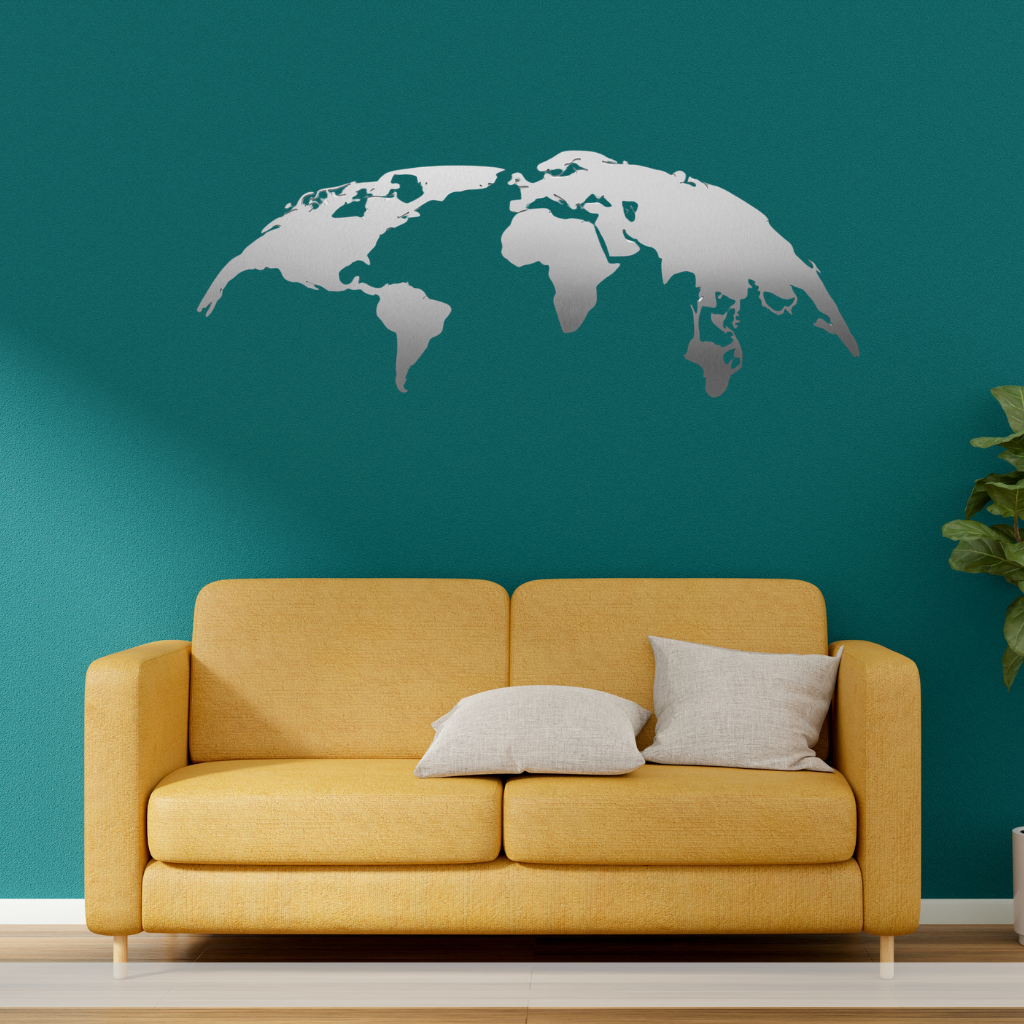 World Map Metal Wall Art – Travel Decor for Home Office &amp; Living Room