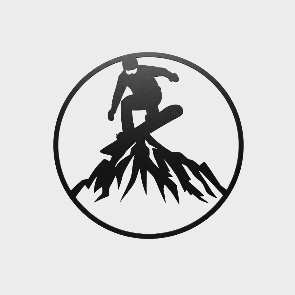 Snowboarder Mountain Metal Wall Art – Ski Resort Winter Sports Wall Decor
