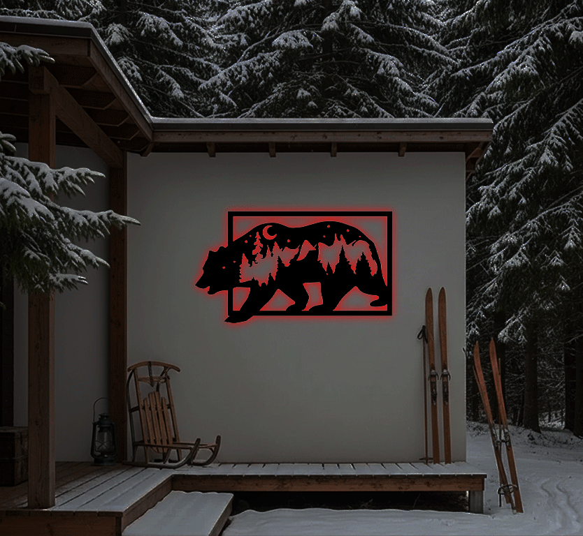 3D Look Bear Metal Wall Art, view 8 by MetalPlex