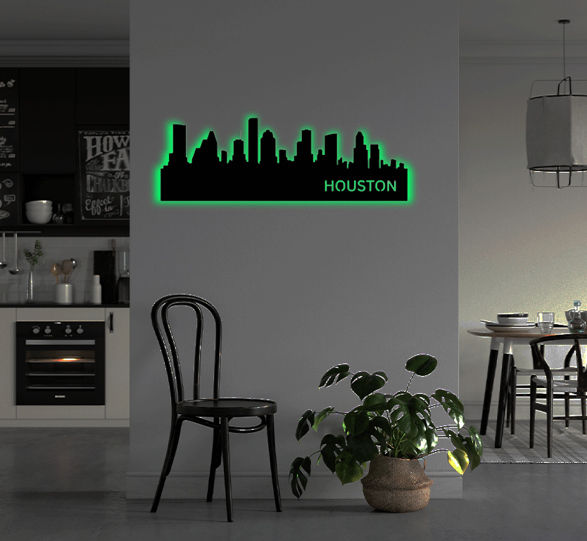Houston Skyline Metal Wall Art, view 11 by MetalPlex