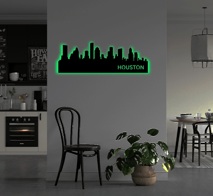 Houston Skyline Metal Wall Art, view 11 by MetalPlex