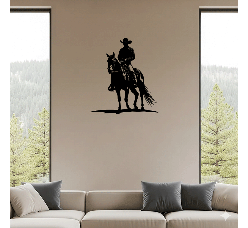 Cowboy on Horse Metal Wall Art