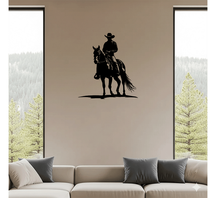 Cowboy on Horse Metal Wall Art