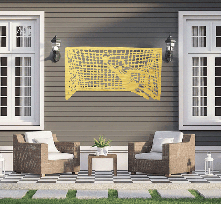 Soccer Goalkeeper Goal Net Save Metal Wall Art