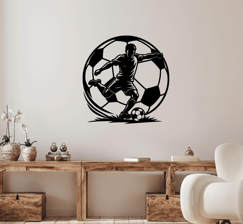 Soccer Player Action Metal Wall Art, view 5 by MetalPlex