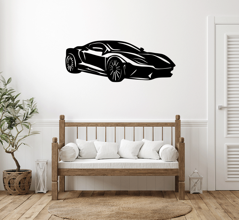 Super Car Silhouette Metal wall Art