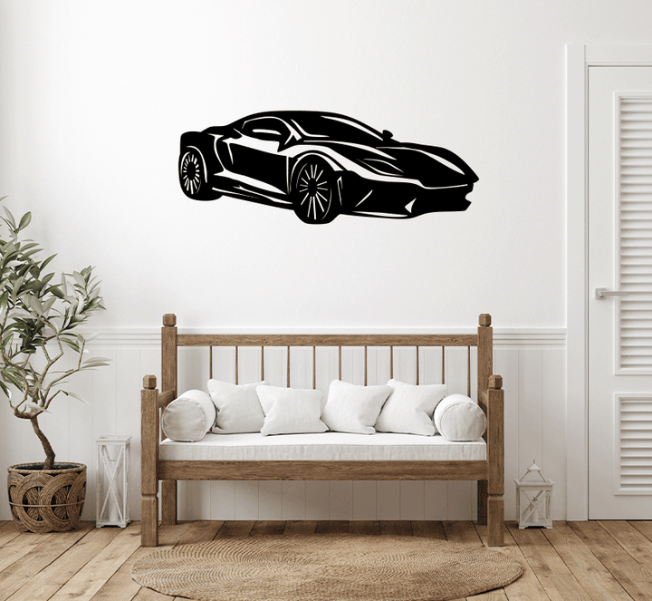 Super Car Silhouette Metal wall Art