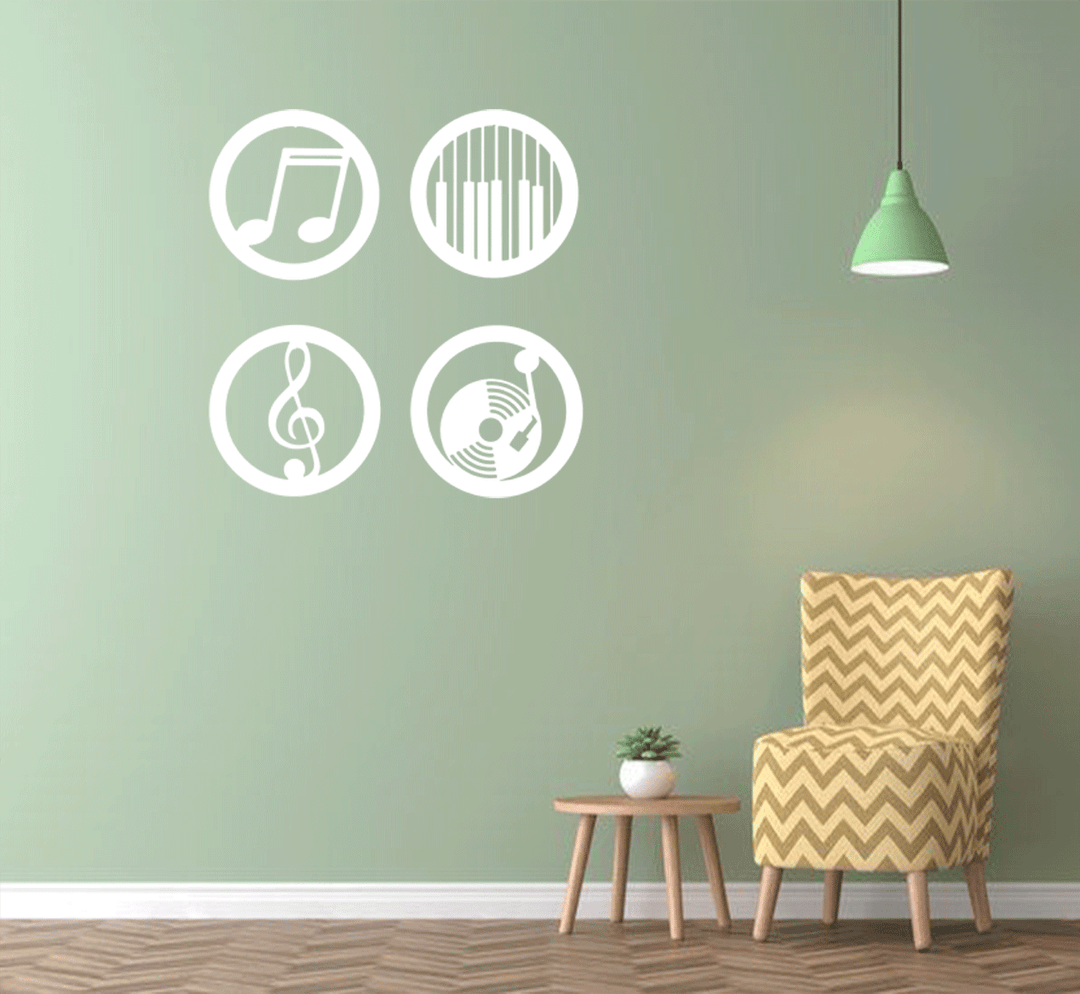 Music Emblems Set of Four Metal Wall Art, view 10 by MetalPlex