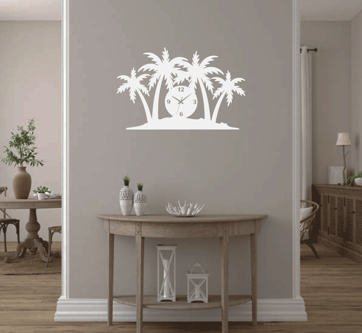 Palm Trees Metal Wall Art with Clock, view 2 by MetalPlex