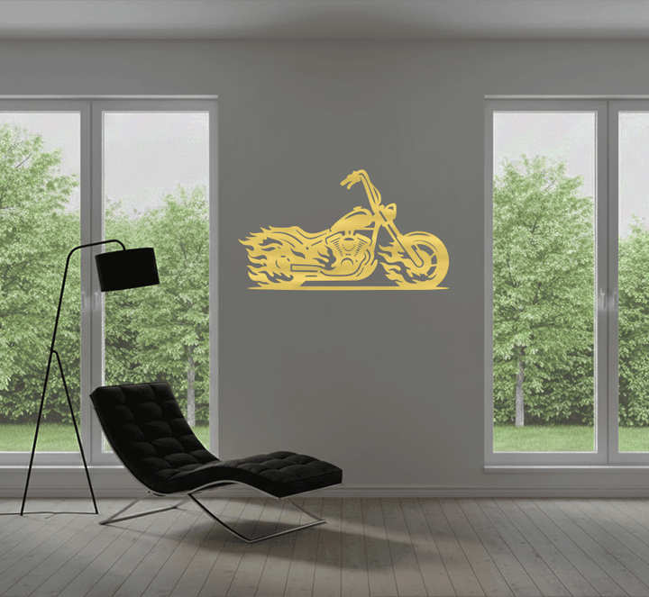 Flaming Bike Metal Wall Art, view 10 by MetalPlex