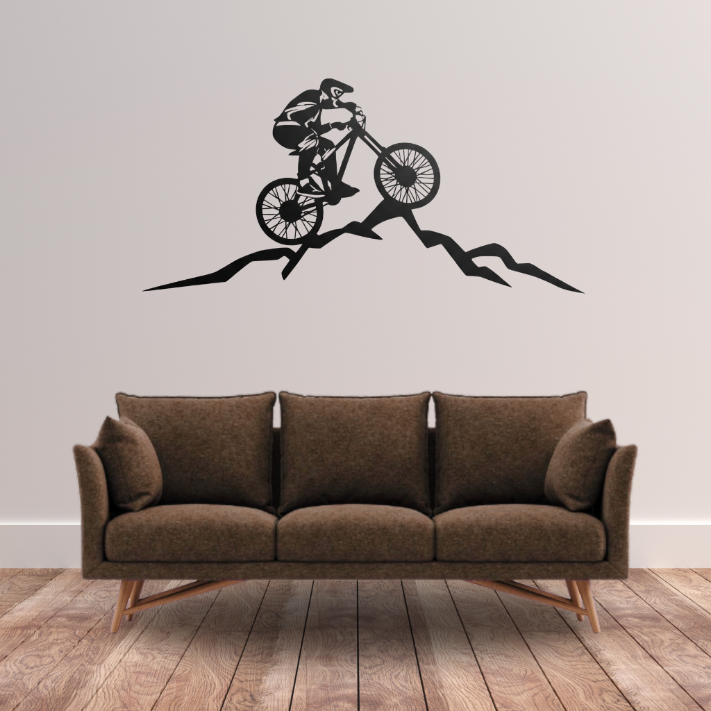 Mountain Biker Metal Wall Art – Recycled Aluminum